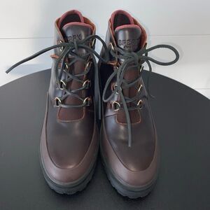 Sperry Womens Pretty Tough Chocolate Brown Color Ankle Chunky Boots Size 8.5